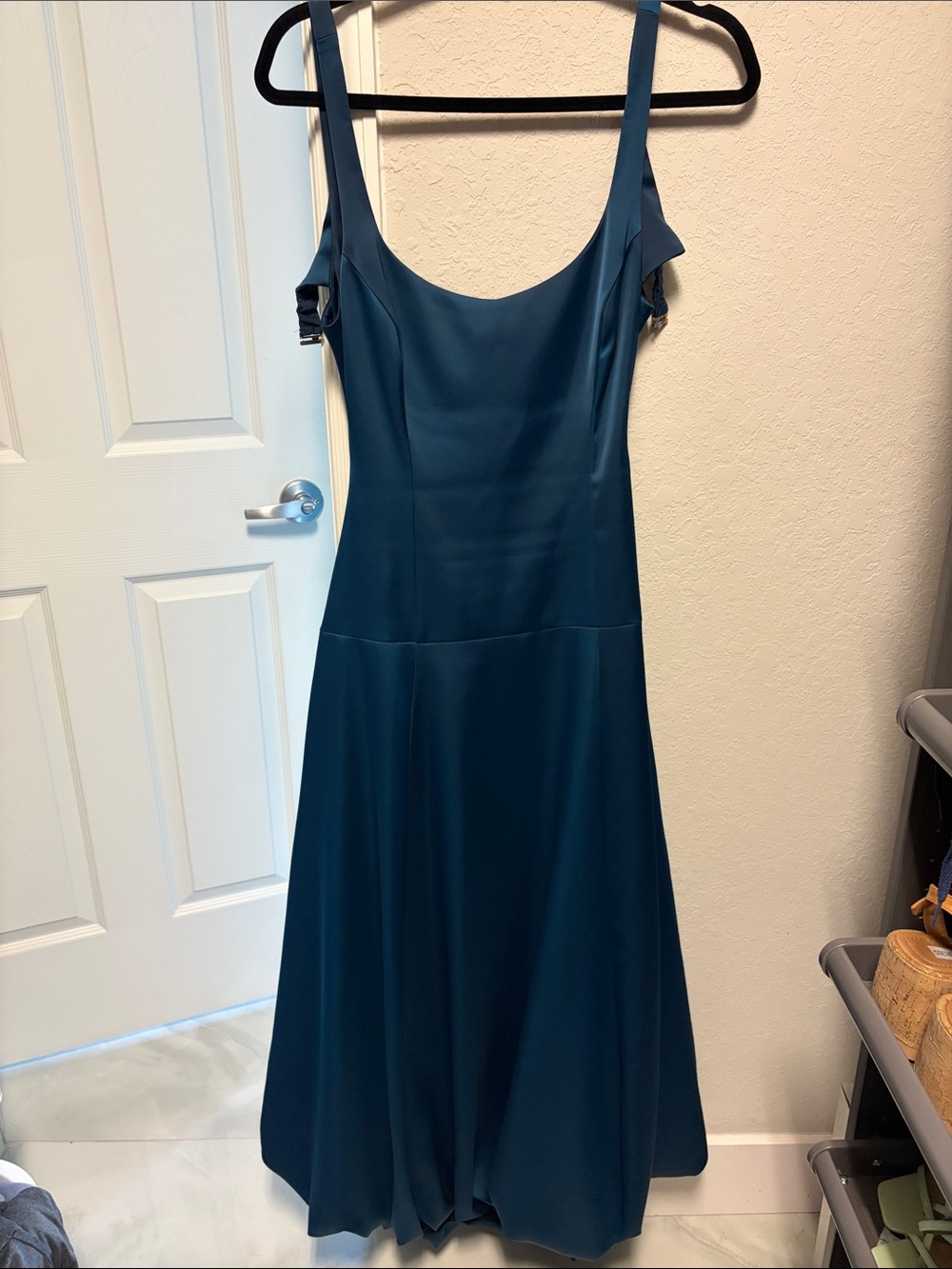 Zara: Elegant Teal Scoop Neck A-Line Dress